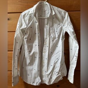 GAP women's Casual White Shirt with Bicycle Pattern